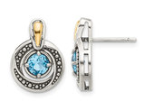 1.12 Carat (ctw) Swiss Blue Topaz Button Post Earrings in Sterling Silver